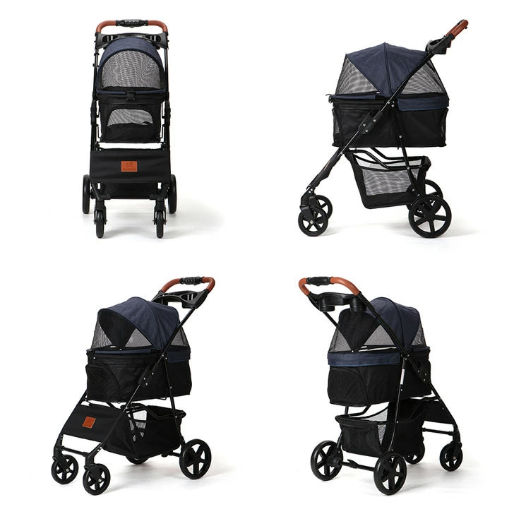 ペットカート 小型犬 折り畳み犬用カート ペットキャリーカート ペットバギーミニ 4輪タイプ 犬介護用カート 猫用ベビーカー 前輪360°回転 後輪ブレーキ付 飛び出し防止 軽量 ワンタッチ開閉 組み立て簡単 耐荷重15KG