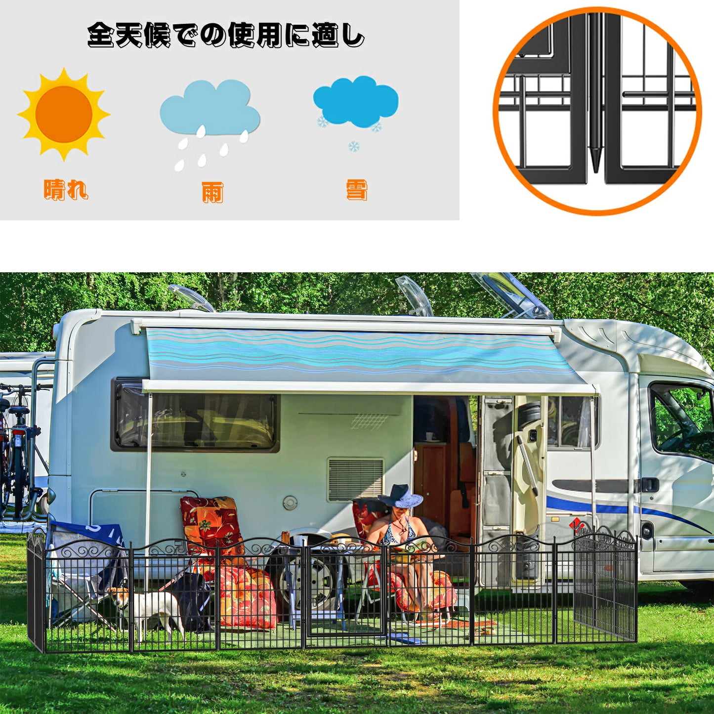 犬用サークル ペットサークル ペットフェンス 中大型犬用 ペットケージ パネル8枚 折り畳み式 カタチ変更可能 室内外兼用 スチール製 猫犬 大型犬用 中型犬用 四角ポール 複数連結可能 犬小屋 ペット用品 組立簡単