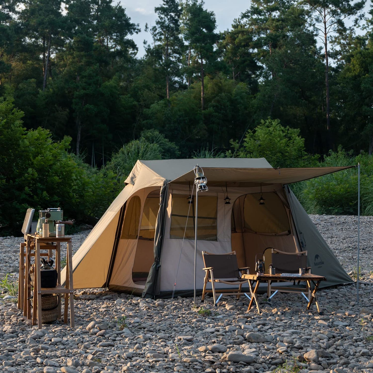 Naturehike 公式 ワンタッチ テント 大型 2~6人用 ロッジ型 UPF50+ パークテント キャンプ 設営簡単 uvカット 自立式 2重層 耐水圧PU2000/3000 2つの前室 初心者向け 前室ポール付き キャンピング アウトドア ファミリー お花見 おしゃれ 収納袋付き