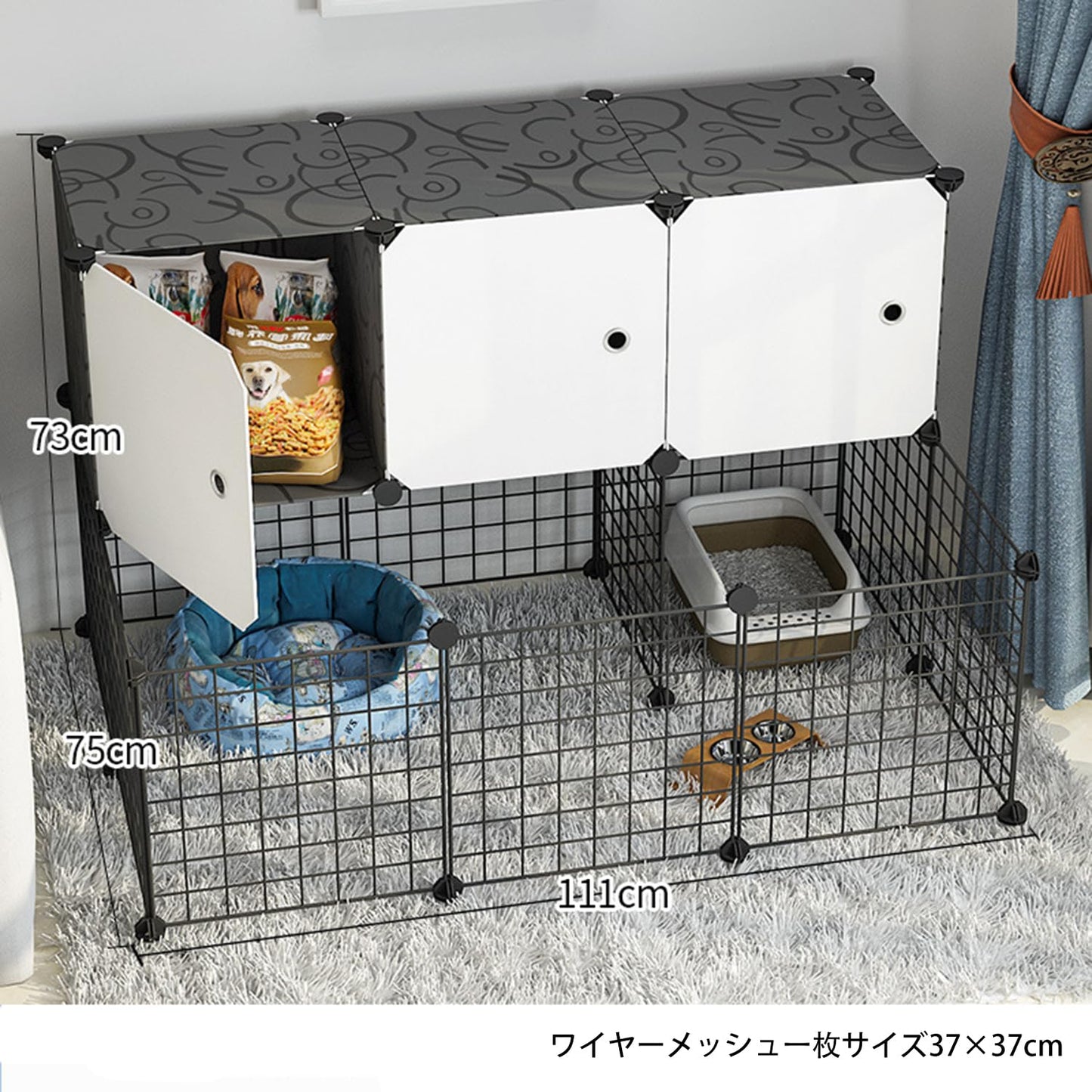 Orealauto ペットフェンス 動物フェンス 柔軟なDIY ロッカー付き 組立簡単 35×35cm 多機能 ウサギフェンス ペットサークル 動物柵 子犬柵 猫柵 小動物ケージ グリッド/パネル仕切り 脱走防止 侵入防止 折り畳み式 カタチ変更可 複数連結可能 軽量 持ち運び便利 鉄製 屋外/室内用 多用途 安全保護 隔離網 ペット用品(27枚セット)