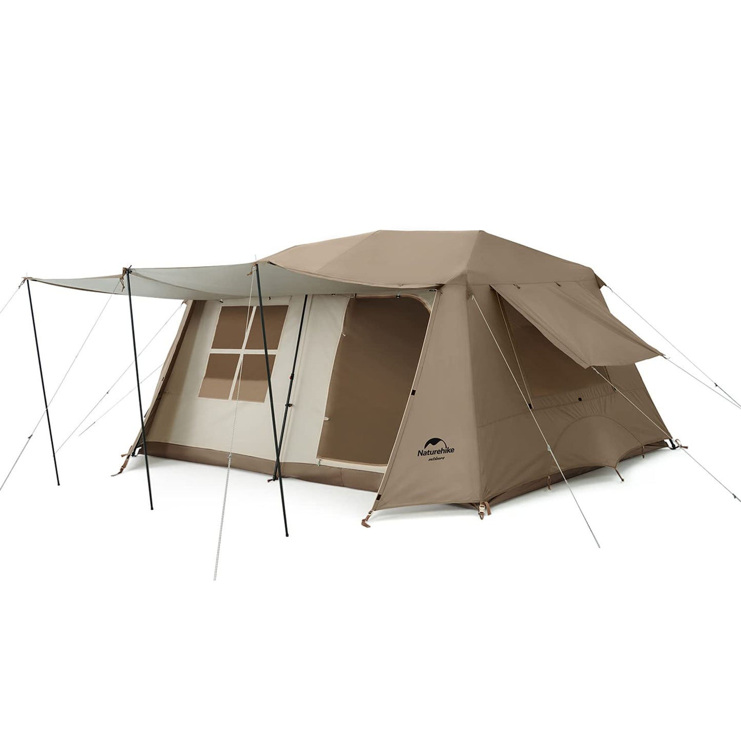 Naturehike 公式 ワンタッチ テント 大型 2~6人用 ロッジ型 UPF50+ パークテント キャンプ 設営簡単 uvカット 自立式 2重層 耐水圧PU2000/3000 2つの前室 初心者向け 前室ポール付き キャンピング アウトドア ファミリー お花見 おしゃれ 収納袋付き