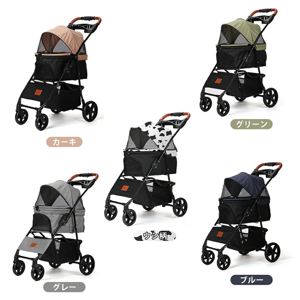 ペットカート 小型犬 折り畳み犬用カート ペットキャリーカート ペットバギーミニ 4輪タイプ 犬介護用カート 猫用ベビーカー 前輪360°回転 後輪ブレーキ付 飛び出し防止 軽量 ワンタッチ開閉 組み立て簡単 耐荷重15KG