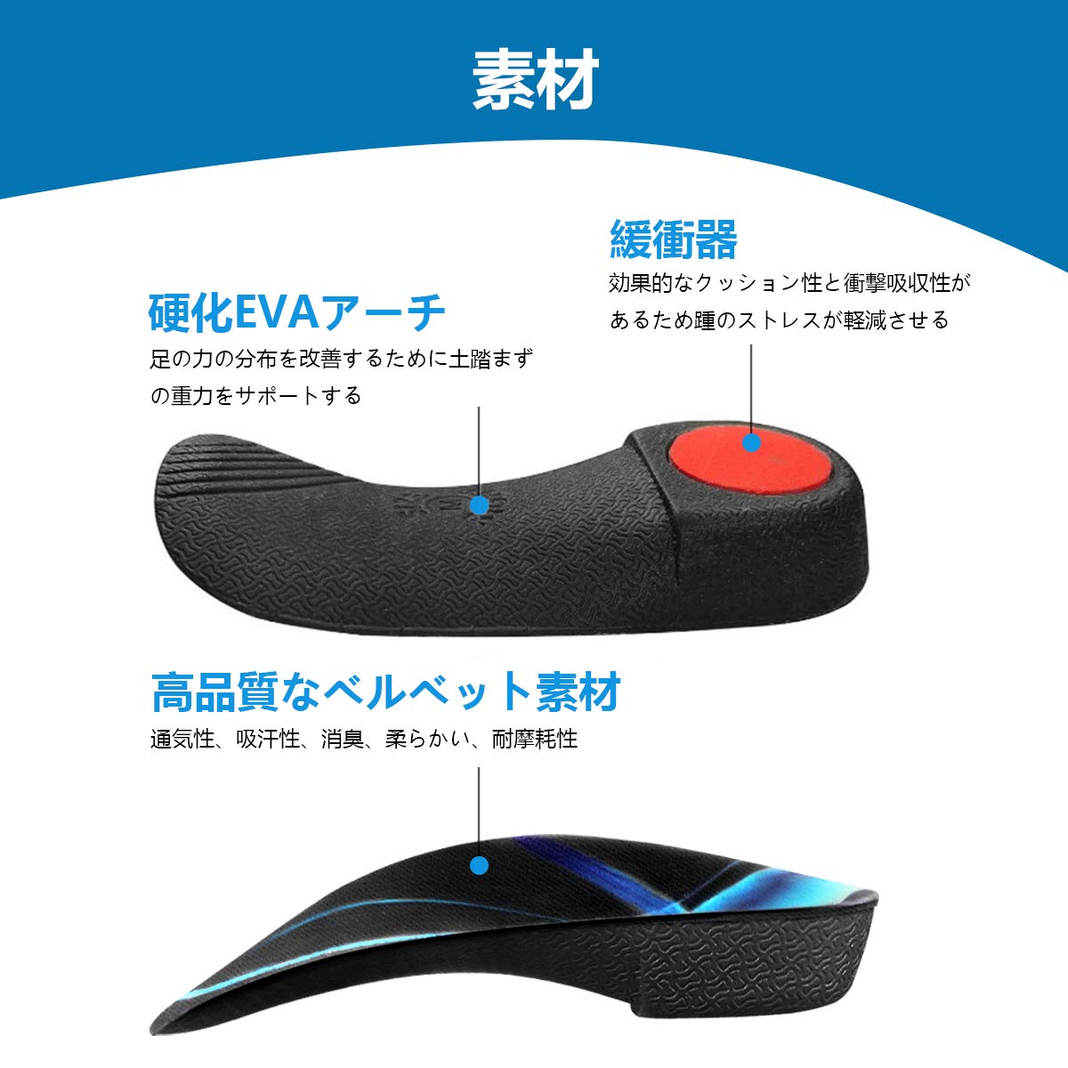 BK インソール アーチサポート 扁平足 インソール 医療用 3/4 足底筋膜炎 土踏まず 中敷き 3d アーチ О脚・X脚矯正 アキレス腱炎 足裏痛み 外反母趾 衝撃吸収 立ち仕事用 疲れ軽減 男女兼用 M