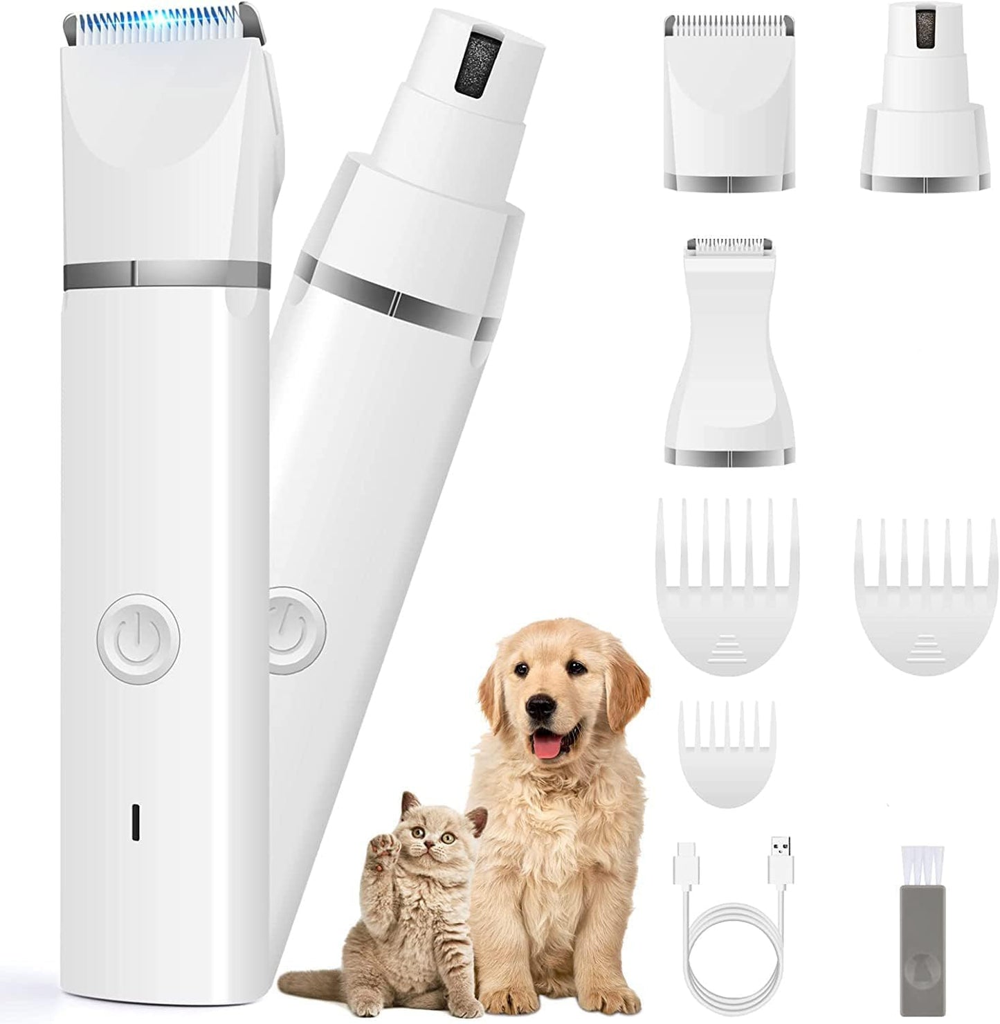 ペット電動爪切り 犬 バリカン 3in1 多機能ペット理容器 足裏・耳・顔周りの毛のカット USB充電 低音設計 長時間使用可能 猫犬対応 初心者・家庭用・プロ用に適したトリマー