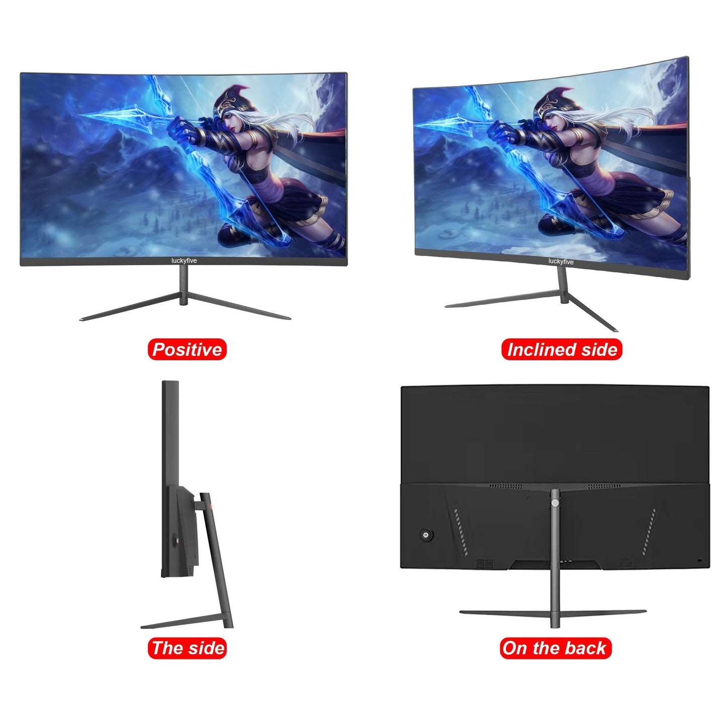27 Inch 1080P Curved Computer Monitor, 165Hz Gaming Monitor with Built-in Speaker, 1ms VA Display Tilt Adjustment, VESA Mountable, Support HDMI and Display Port