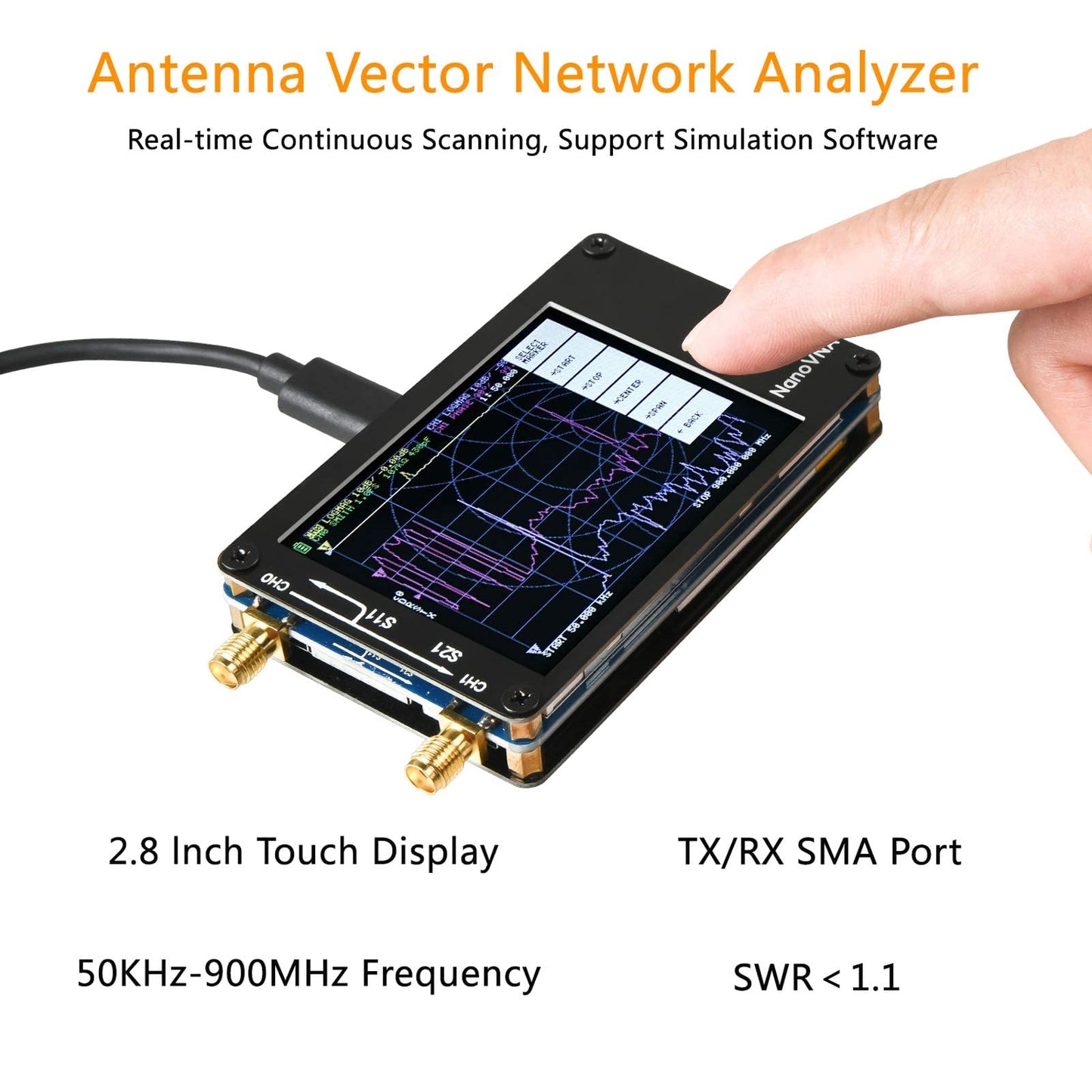 NanoVNA 50KHz-1.5GHz アンテナネットワー クアナライザ ベクトルネットワークアナライザ アンテナ アナライザー 短波MF HF VHF UHF アンテナ アナライザ定在波 アンテナアナライザ 測定Sパラメータ、電圧定在波比、Nano VNA測定ツール DIY 校正