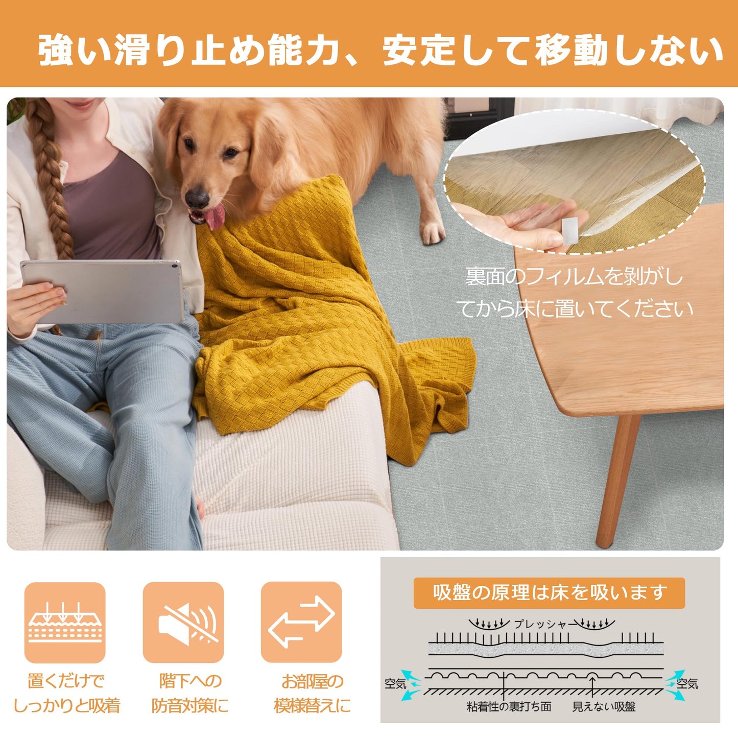 Piiyoow タイルカーペット ジョイントマット ペット カーペット パンチ・タイルカーペット 床マット 適度な厚み ペットフレンドリー すべりどめ 騒音を減らす 吸着力が強い ビッグサイズ 床暖房対応 簡単な洗浄 マルチシーン対応【ライトグレー】【ベージュ】