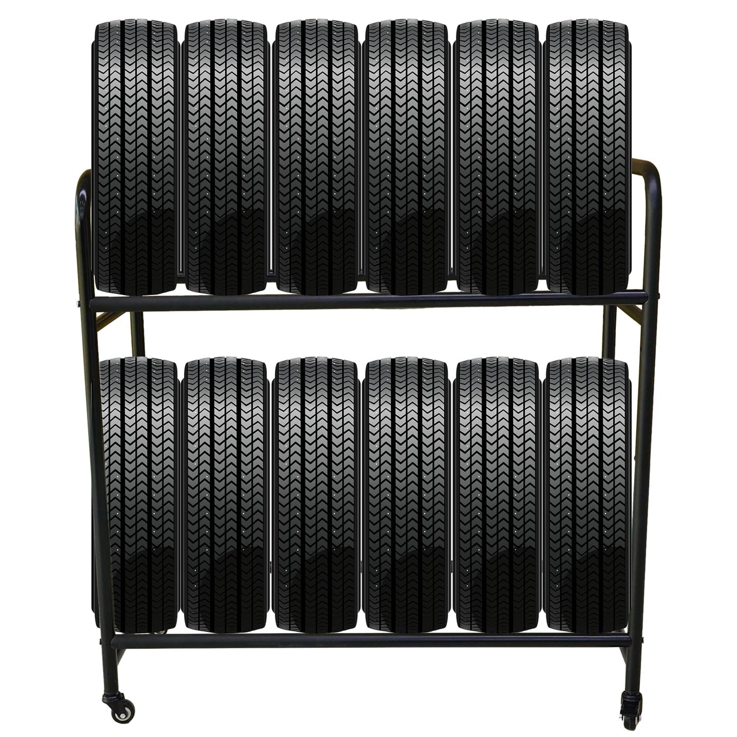 Orealauto タイヤラック タイヤスタンド 2段式タイヤラック 8-10本タイヤ収納 屋外 タイヤ カー用品 普通車 軽自動車 大型車 RV車 SUV 車 物置 保管 ワイド スペアタイヤ スタッドレスタイヤ ガレージ収納 縦置き キャスター付き タイヤラック スタンド ロック機能付き
