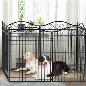 犬用サークル ペットサークル ペットフェンス 中大型犬用 ペットケージ パネル8枚 折り畳み式 カタチ変更可能 室内外兼用 スチール製 猫犬 大型犬用 中型犬用 四角ポール 複数連結可能 犬小屋 ペット用品 組立簡単