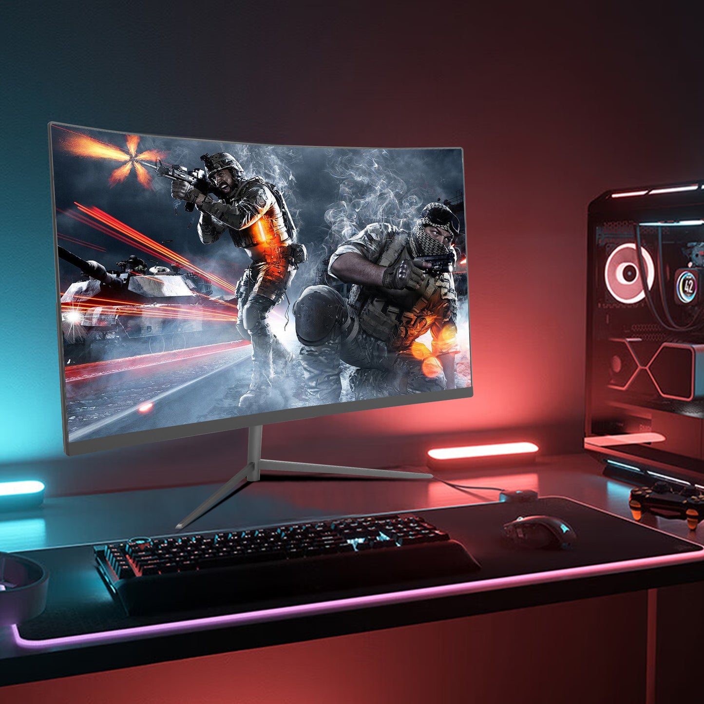 27 Inch 1080P Curved Computer Monitor, 165Hz Gaming Monitor with Built-in Speaker, 1ms VA Display Tilt Adjustment, VESA Mountable, Support HDMI and Display Port