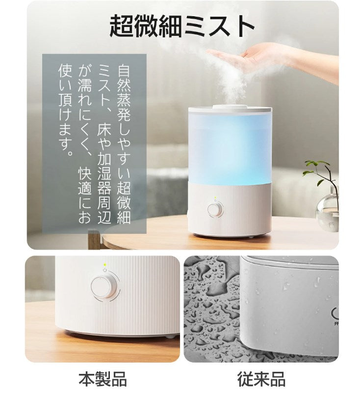 2024最新型 加湿器 卓上 超音波 上部給水 アロマ 3重除菌 大容量 3.5L 3段階調整 LEDライト 次亜塩素酸水 吹出口360°回転 18畳対応 静音軽量 空焚き防止 おしゃれ 冬 省エネ 節電 床置き/オフィス/部屋 美肌/乾燥/ウィルス/風邪対策