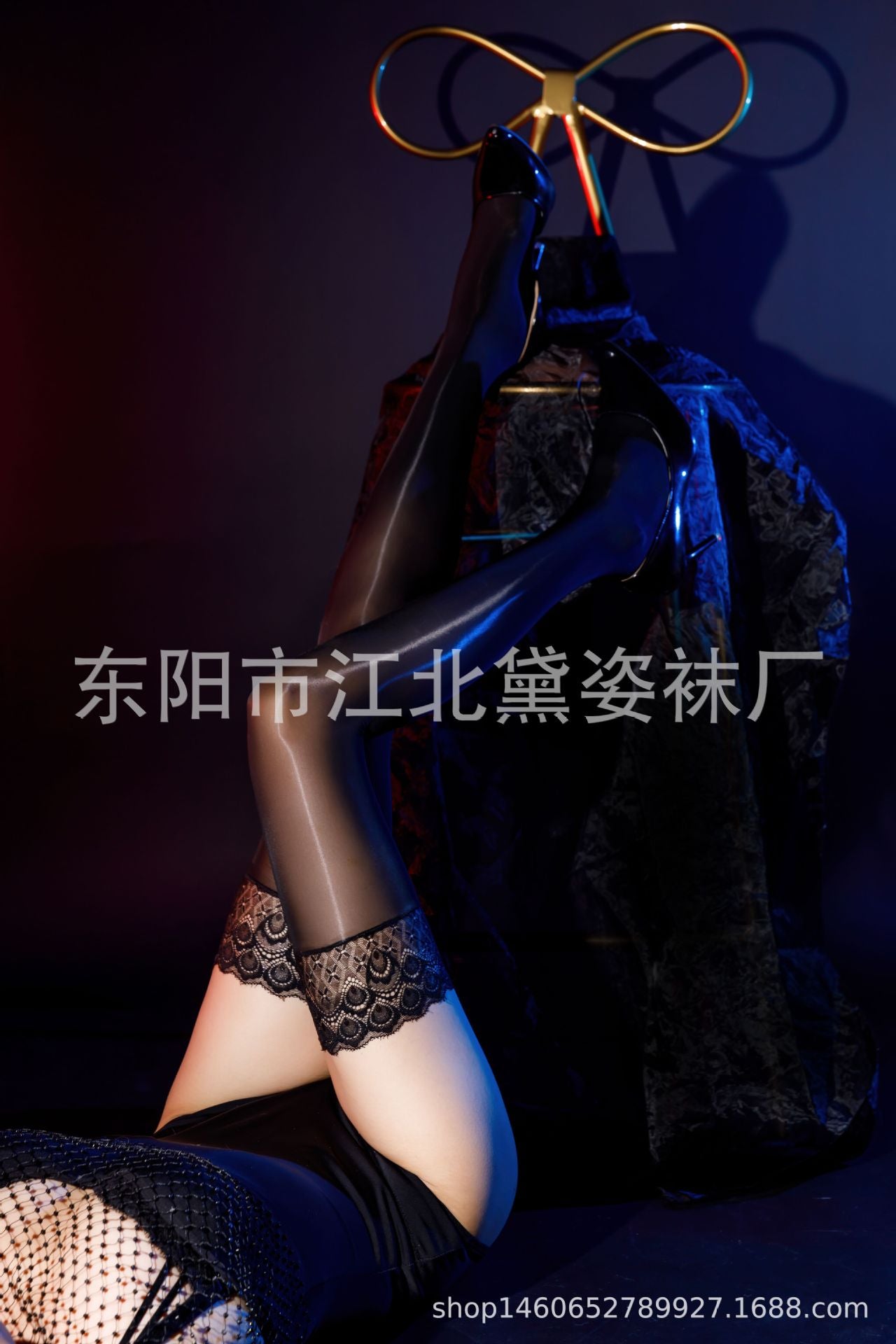 丝袜女情趣8D油亮硅胶花边长筒912针长筒大腿马油袜