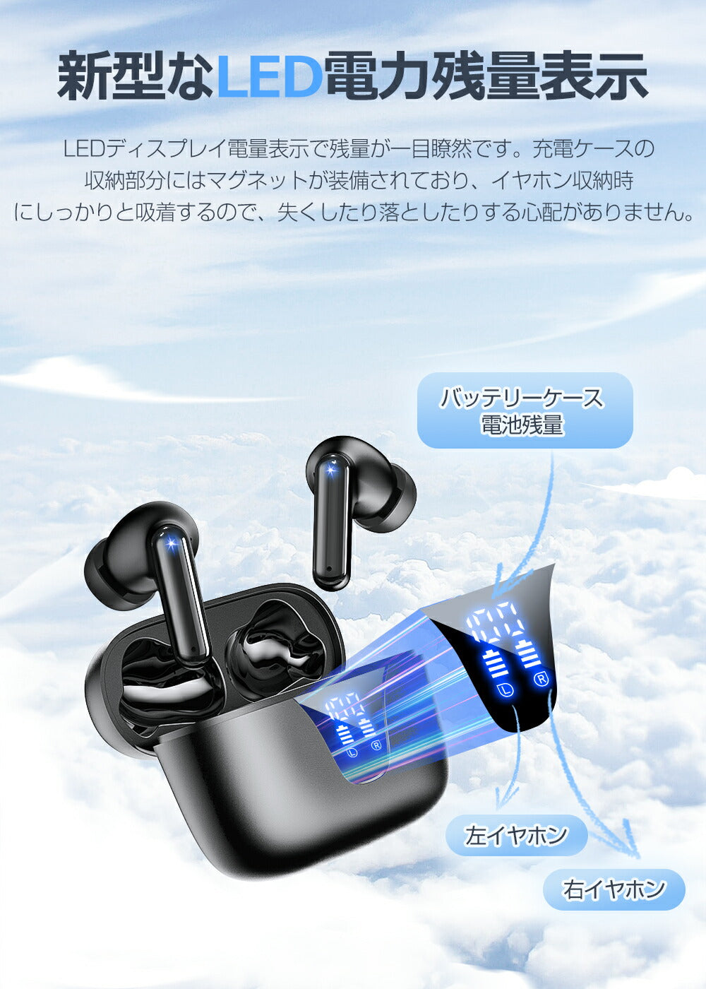 2024最新型 ワイヤレスイヤホン Bluetooth5.4 残量表示 EDR搭載ノイズキャンセリング 自動ペアリング ブルートゥースイヤホン 重低音 IPX7防水 36H連続再生 Type‐C急速充電AAC/SBC対応 iPhone/Android対応通勤/通学