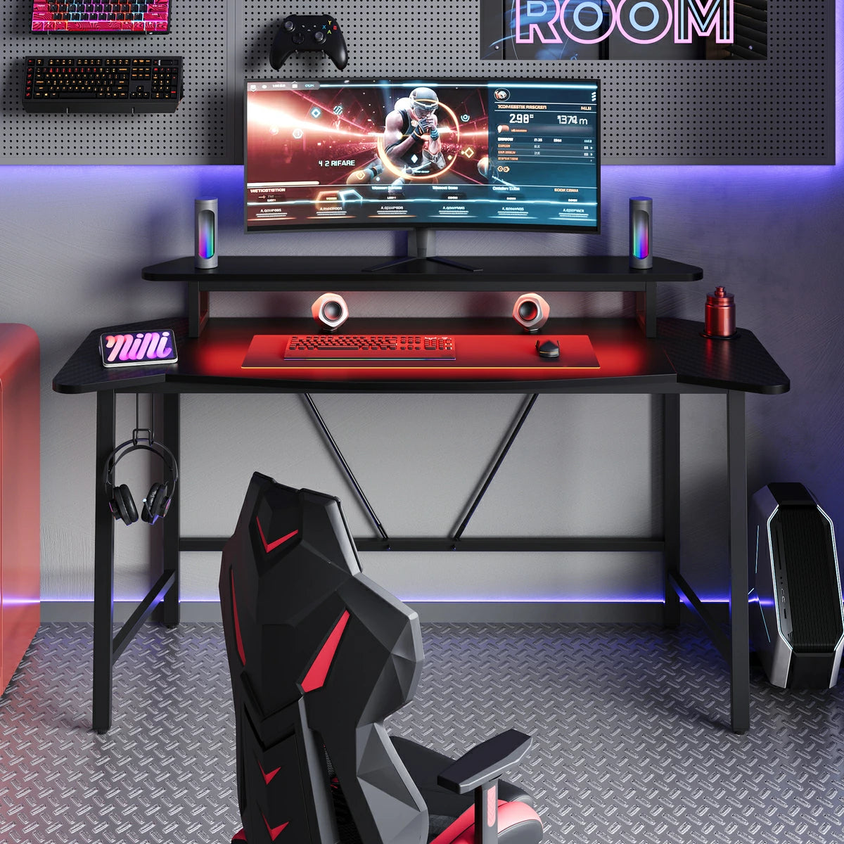 ゲーミングデスク 幅約148cm デスク コンセント2口付き L字デスク モニター台 パソコンデスク 150 usbポート&Type-C PCデスク L字デスク 150 おしゃれ 在宅勤務 棚付き L字型デスク オフィスデスク 机 ゲーミングデスク ブラック