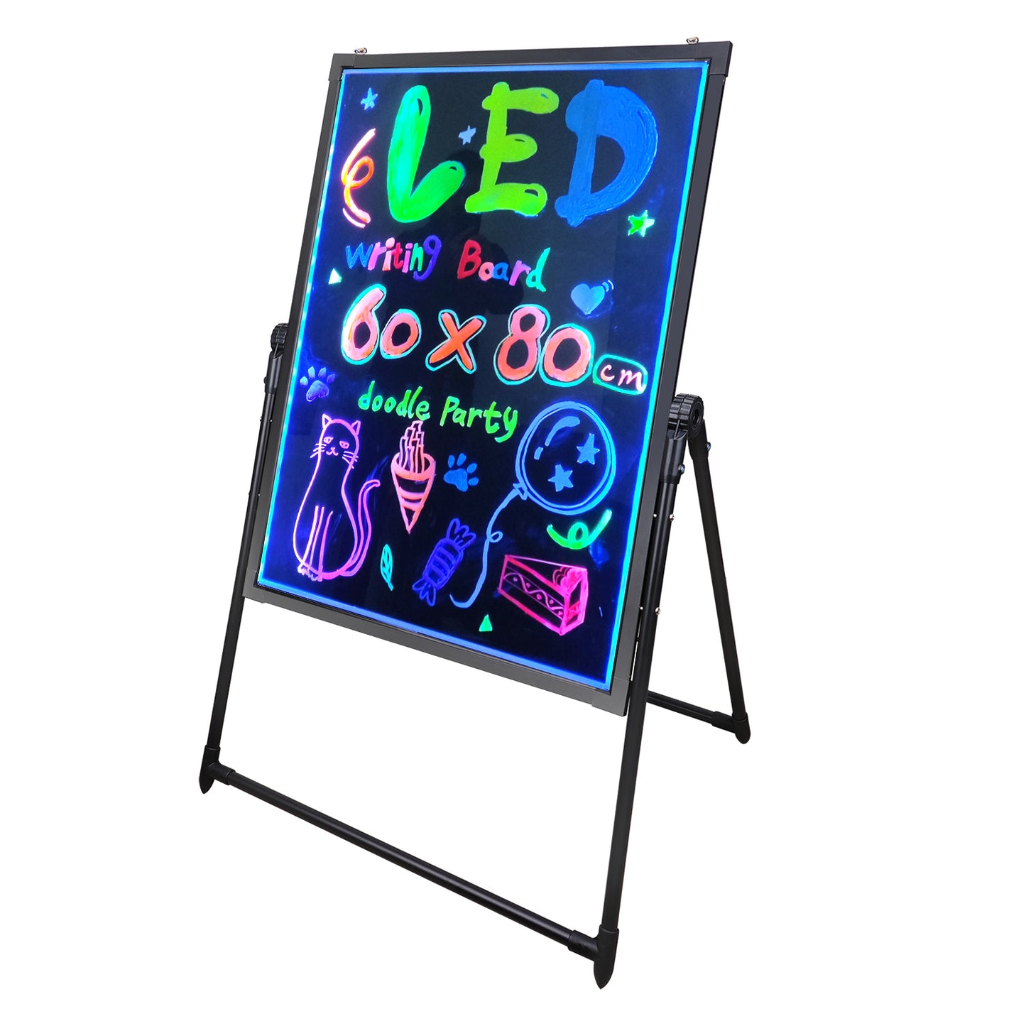 LED 立て看板 ブラックボード 片面 A型 光る看板 看板 スタンド 電飾看板 リモコン付き 屋外 高さ90cm 木製 ウェルカムボード メニューボード 折り畳み可能 手書き看板 黒板 カフェ サロン バー 飲食店 店頭 宣伝