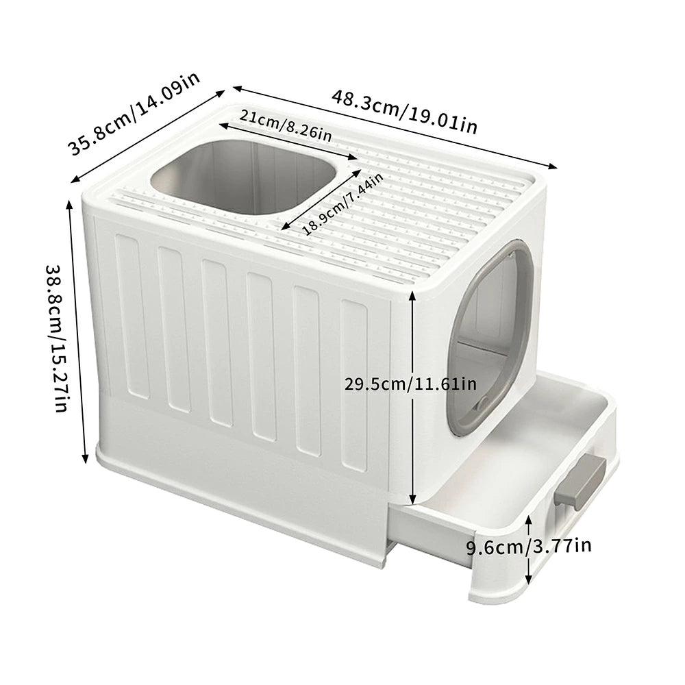 猫用トイレ 本体 大型 ドーム型 引き出し式 大きめ スコップ付き 上から猫トイレ 飛び散り防止 フルカバー おしゃれ 特大 すのこ付き 折りたたみ式 完全密閉 臭わない