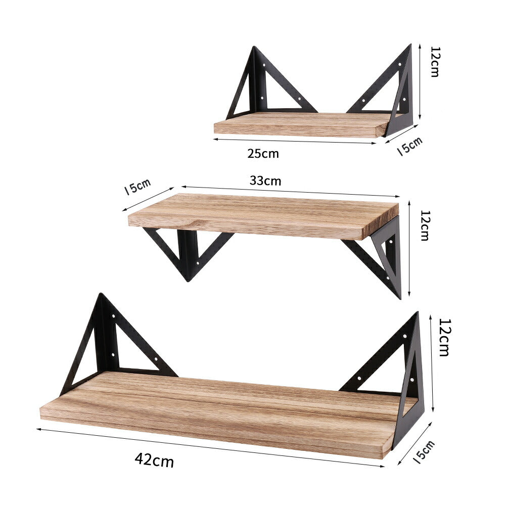 ウォールシェルフ 賃貸 石膏ボード 奥行き15cm 壁掛け棚 diy キャットウォーク 壁付け cdラック 漫画/フィギュア 飾り棚 ディスプレイ 3点セット ナチュラル キッチン 洗面所 耐荷重10kg