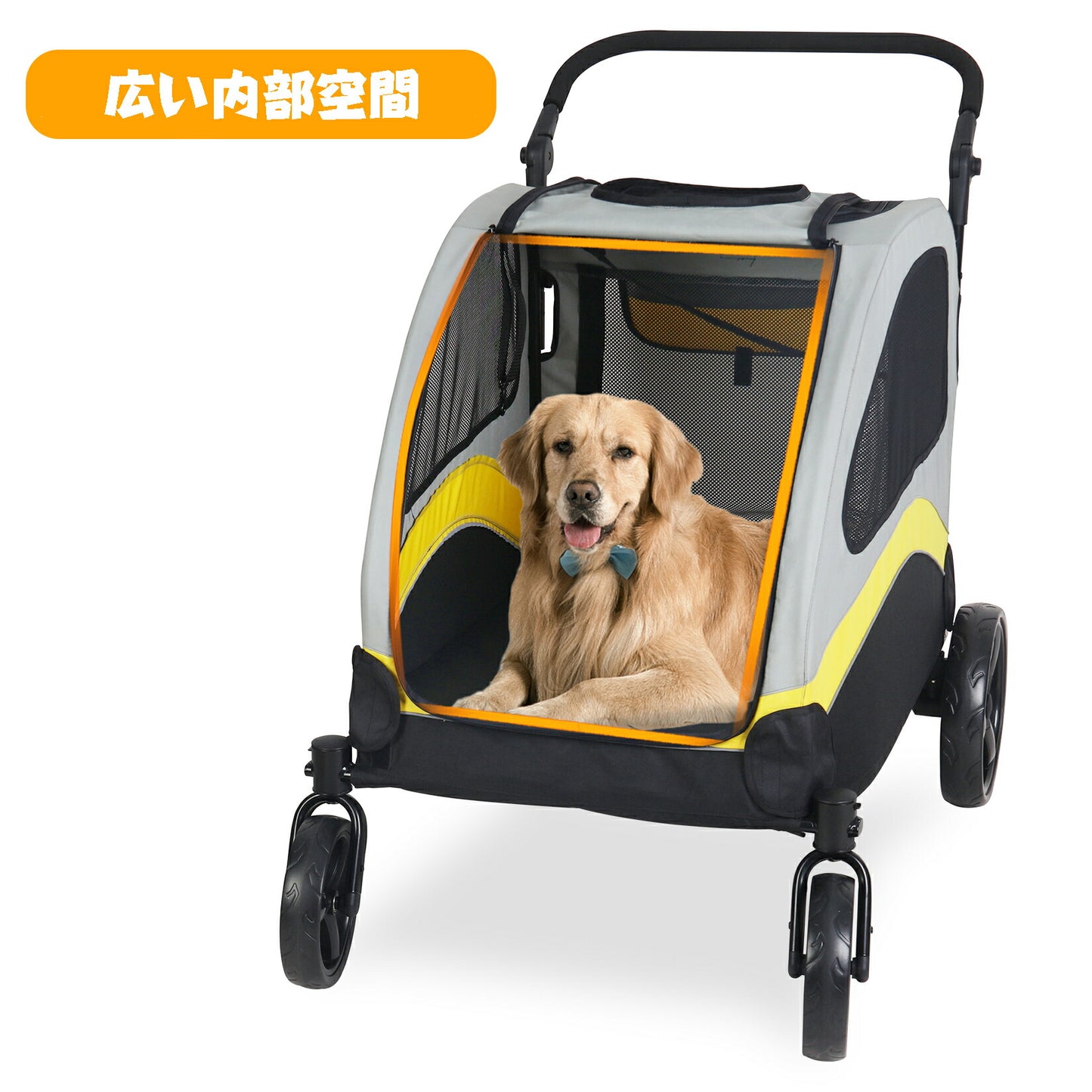 ペットカート 大型犬 中型犬 折りたたみ 多頭 小型犬 ドッグカート カート ペット用 ペットバギー トロリー 耐荷重60kg 大径タイヤ 4輪 犬カート ストッパー付き 頑丈 軽量 介護用 犬猫兼用