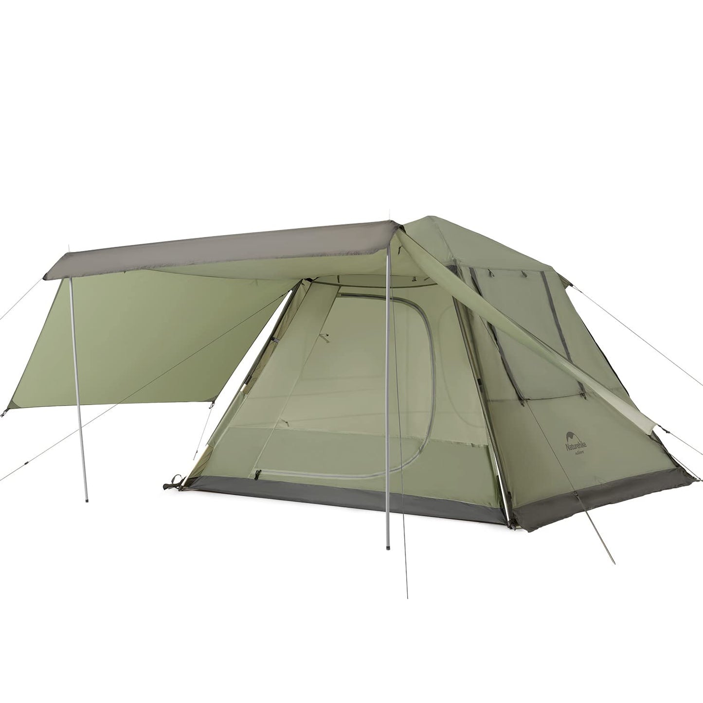 Naturehike 公式 ワンタッチ テント 大型 2～6人用 ‎ロッジ型 UPF50+ パークテント キャンプ 設営簡単 uvカット 自立式 2重層 耐水圧PU2000/3000 2つの前室 初心者向け 前室ポール付き キャンピング アウトドア ファミリー お花見 おしゃれ 収納袋付き