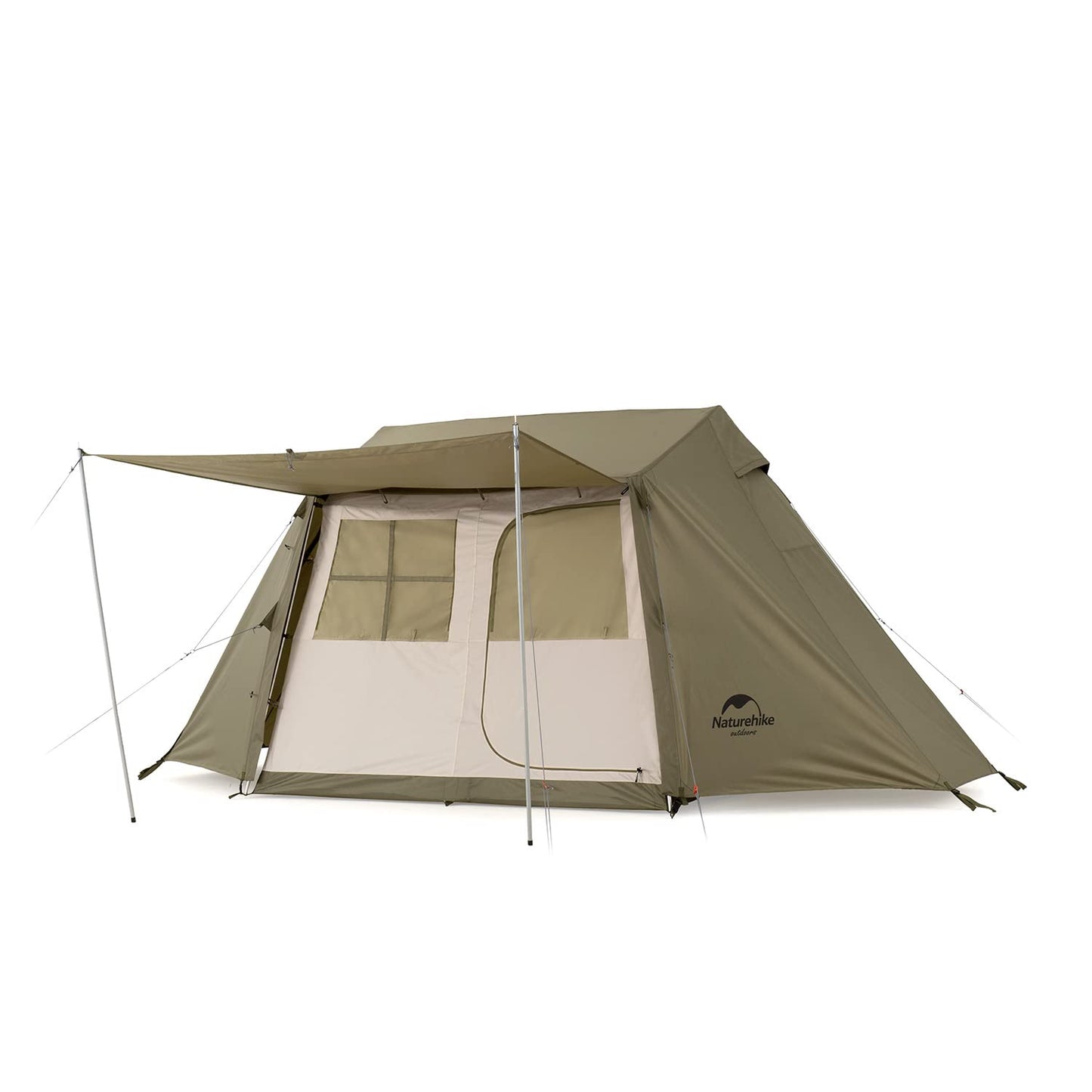 Naturehike 公式 ワンタッチ テント 大型 2～6人用 ‎ロッジ型 UPF50+ パークテント キャンプ 設営簡単 uvカット 自立式 2重層 耐水圧PU2000/3000 2つの前室 初心者向け 前室ポール付き キャンピング アウトドア ファミリー お花見 おしゃれ 収納袋付き