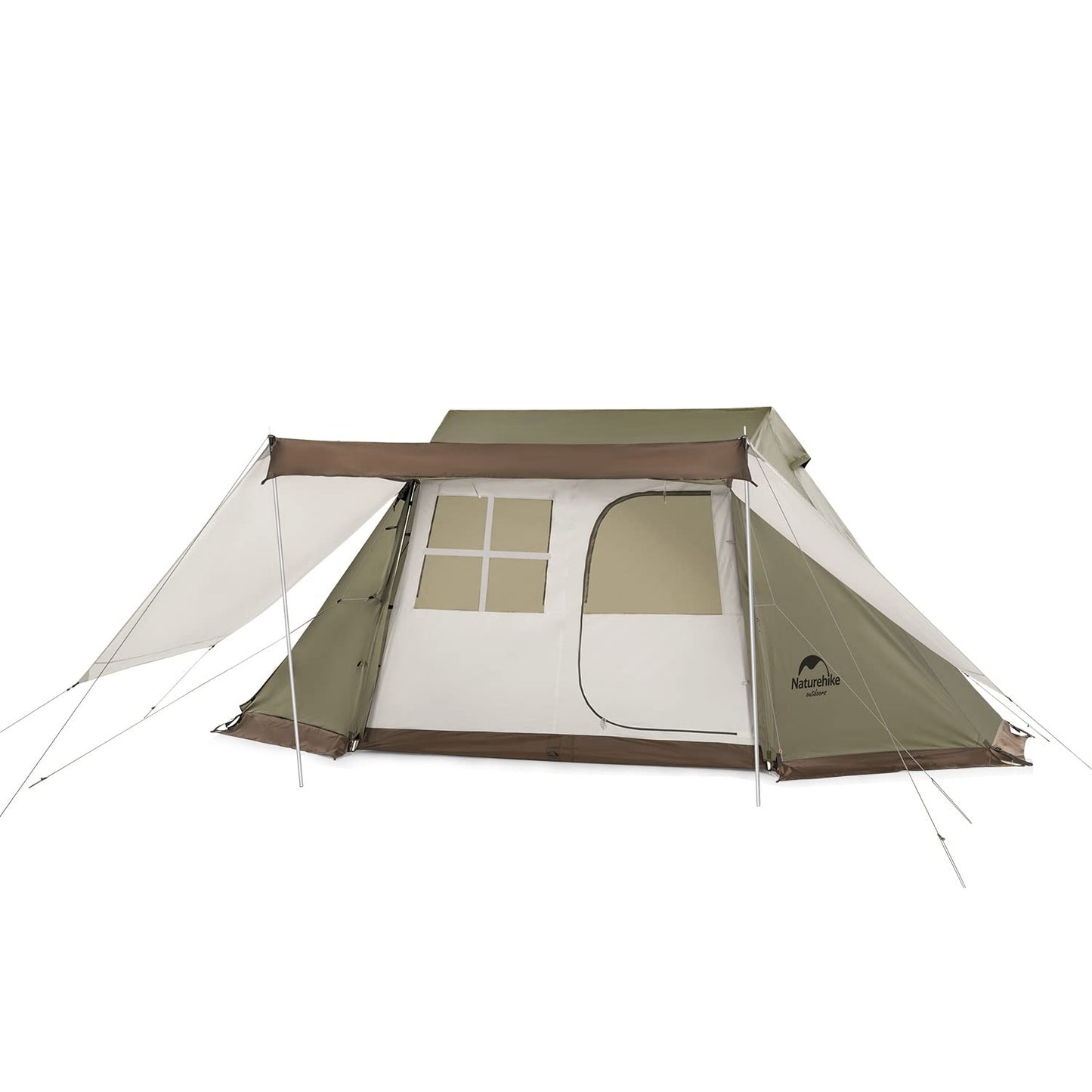 Naturehike 公式 ワンタッチ テント 大型 2～6人用 ‎ロッジ型 UPF50+ パークテント キャンプ 設営簡単 uvカット 自立式 2重層 耐水圧PU2000/3000 2つの前室 初心者向け 前室ポール付き キャンピング アウトドア ファミリー お花見 おしゃれ 収納袋付き