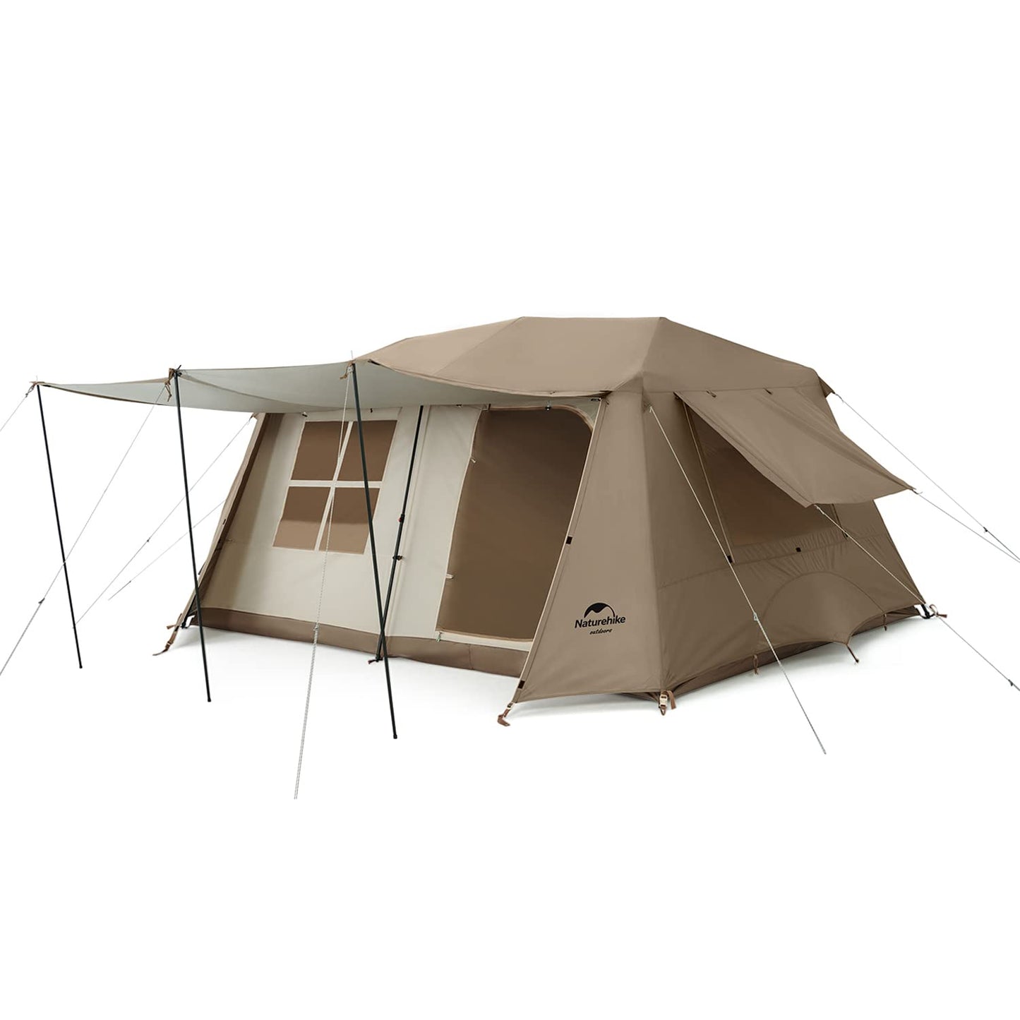 Naturehike 公式 ワンタッチ テント 大型 2～6人用 ‎ロッジ型 UPF50+ パークテント キャンプ 設営簡単 uvカット 自立式 2重層 耐水圧PU2000/3000 2つの前室 初心者向け 前室ポール付き キャンピング アウトドア ファミリー お花見 おしゃれ 収納袋付き