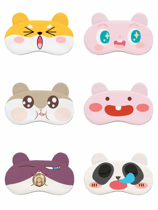 かわいいキャラクターアイマスク 遮光デザイン 温冷両用アイマスク 出張・旅行・飛行機に最適 繰り返し洗って使える 男女兼用 6個セット