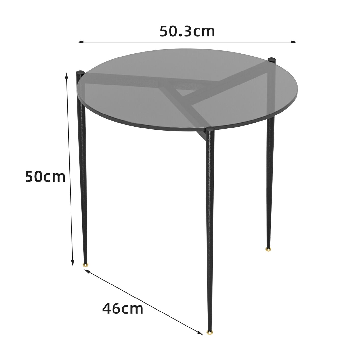 サイドテーブル ガラス コーヒーテーブル 丸 ガラステーブル センターテーブル 小さめ 幅50cm ベッドサイドテーブル テーブル おしゃれ ブラウン グレー