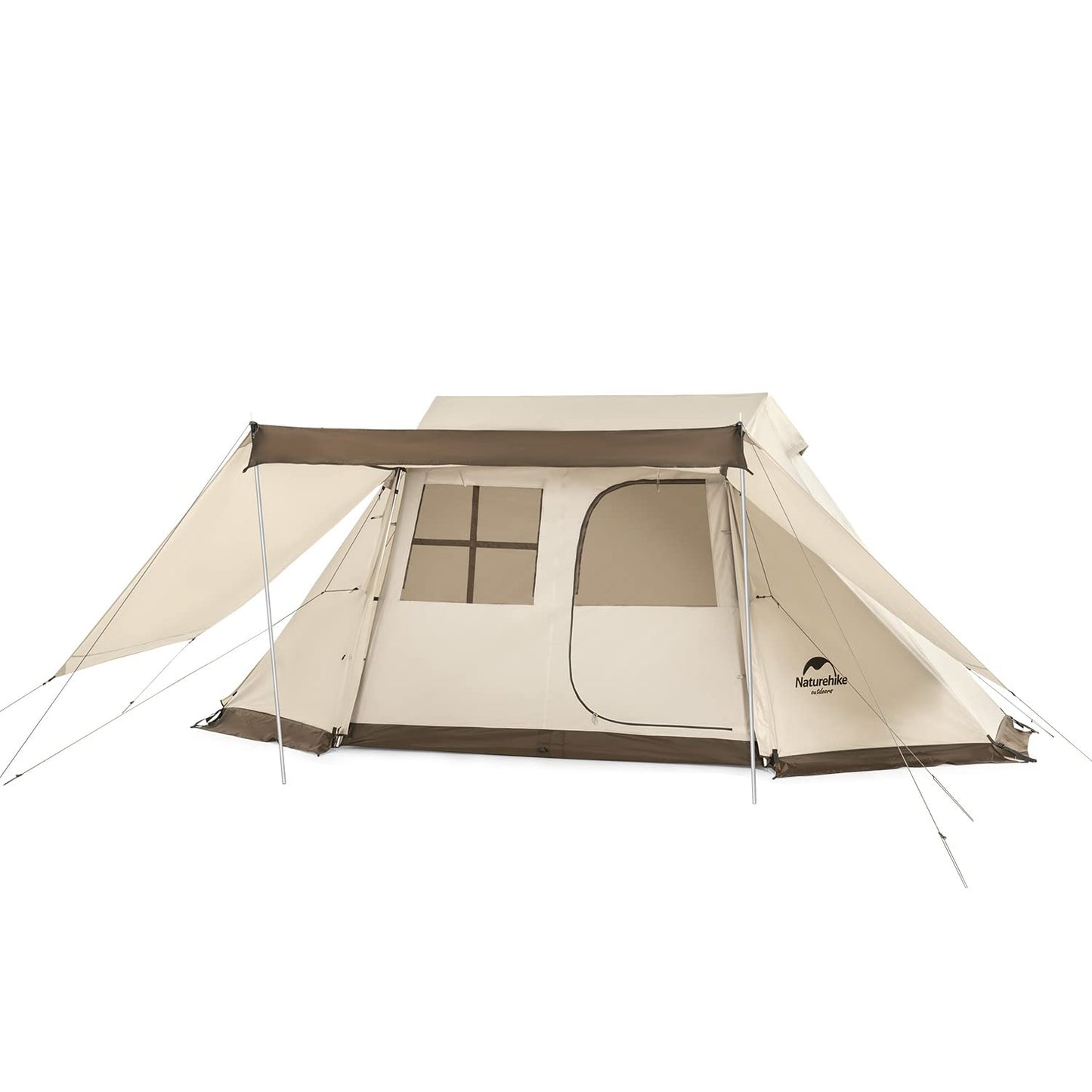 Naturehike 公式 ワンタッチ テント 大型 2～6人用 ‎ロッジ型 UPF50+ パークテント キャンプ 設営簡単 uvカット 自立式 2重層 耐水圧PU2000/3000 2つの前室 初心者向け 前室ポール付き キャンピング アウトドア ファミリー お花見 おしゃれ 収納袋付き