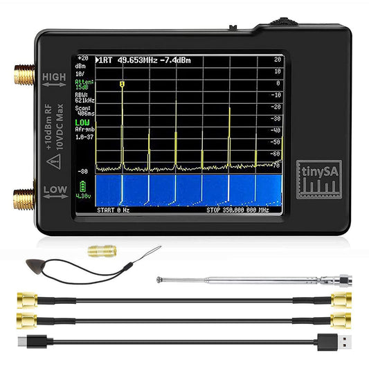 TinySAスペクトラムアナライザハンドヘルド、100kHz〜960MHzポータブル2.8インチタッチスクリーン周波数アナライザMF / HF/VHF UHF入力、650mAバッテリー付き信号発生器として