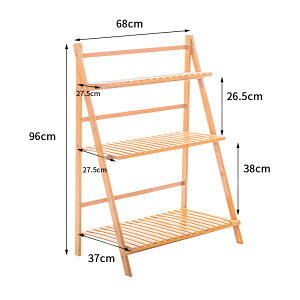 フラワースタンド 3段 幅70cm 花台 ガーデンラック フラワーラック 天然竹製 折りたたみ式 園芸ラック 植物棚 プランタースタンド 棚 植木鉢スタンド 屋外 室内 庭 ベランダ 木目 ガーデンスタンド オープンラック