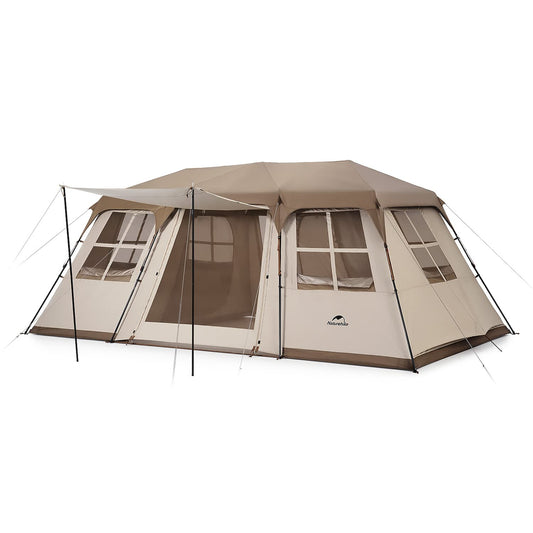 Naturehike 公式 ワンタッチ テント 大型 2～6人用 ‎ロッジ型 UPF50+ パークテント キャンプ 設営簡単 uvカット 自立式 2重層 耐水圧PU2000/3000 2つの前室 初心者向け 前室ポール付き キャンピング アウトドア ファミリー お花見 おしゃれ 収納袋付き