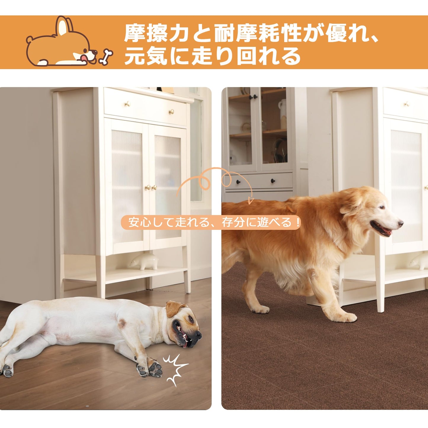 Piiyoow タイルカーペット ジョイントマット ペット カーペット パンチ・タイルカーペット 床マット 適度な厚み ペットフレンドリー すべりどめ 騒音を減らす 吸着力が強い ビッグサイズ 床暖房対応 簡単な洗浄 マルチシーン対応【ブラウン】【ダークグレー】