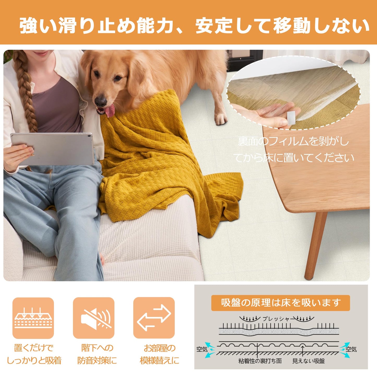 Piiyoow タイルカーペット30*30cm、45*45cm、60*45cm、60*60cm ジョイントマット ペット カーペット パンチ・タイルカーペット 床マット 適度な厚み ペットフレンドリー すべりどめ 騒音を減らす 吸着力が強い ビッグサイズ 床暖房対応 簡単な洗浄 マルチシーン対応【クリームホワイト】【モカ】