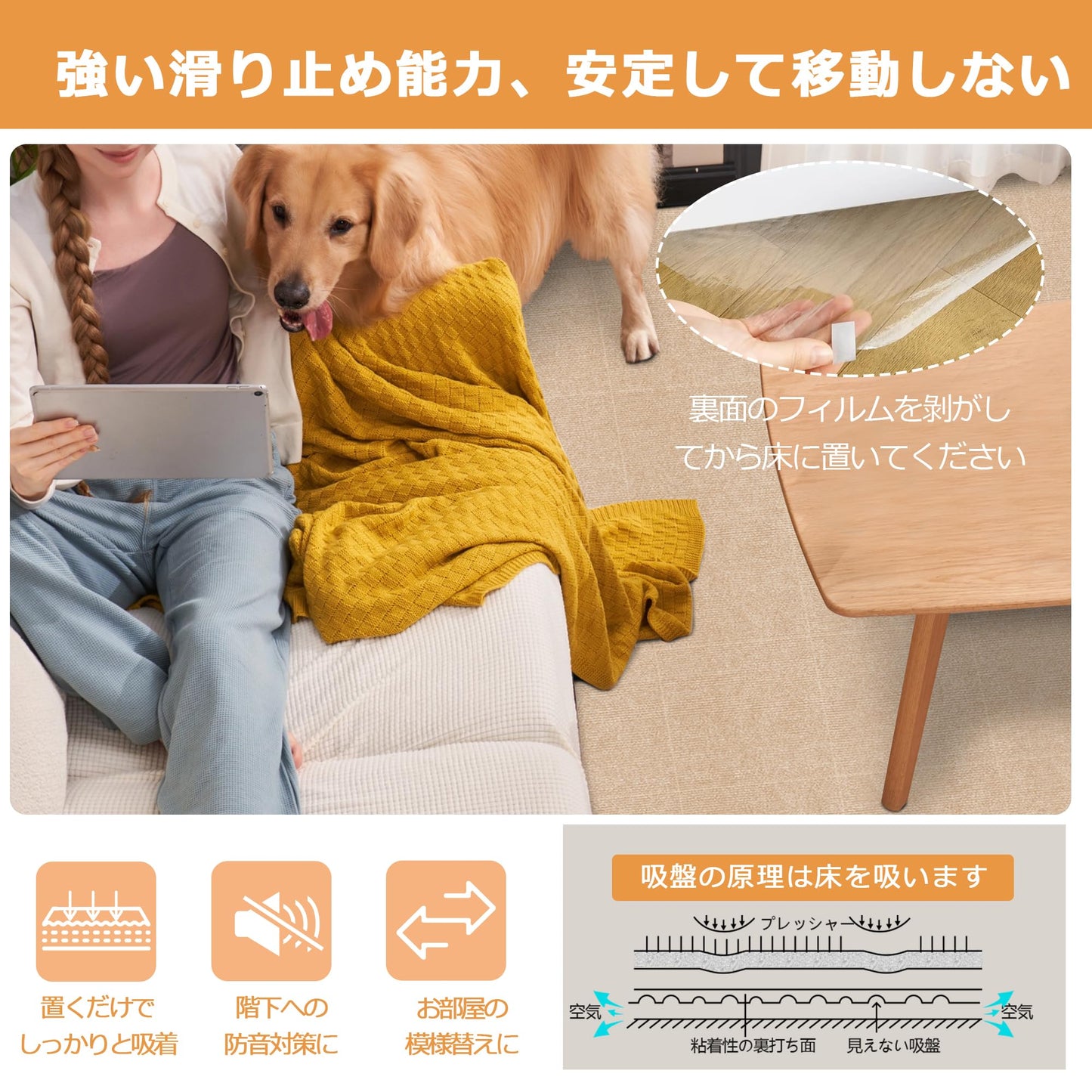 Piiyoow タイルカーペット ジョイントマット ペット カーペット パンチ・タイルカーペット 床マット 適度な厚み ペットフレンドリー すべりどめ 騒音を減らす 吸着力が強い ビッグサイズ 床暖房対応 簡単な洗浄 マルチシーン対応【ライトグレー】【ベージュ】