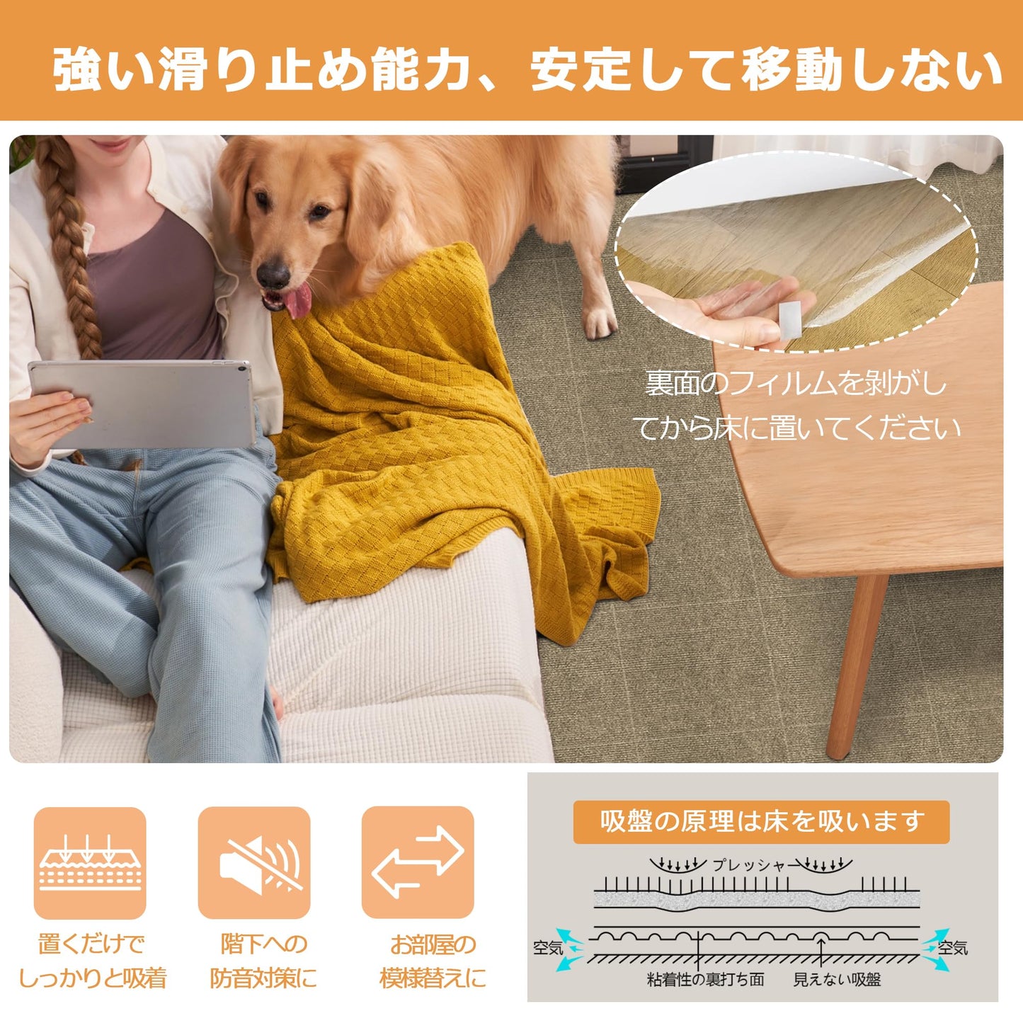 Piiyoow タイルカーペット30*30cm、45*45cm、60*45cm、60*60cm ジョイントマット ペット カーペット パンチ・タイルカーペット 床マット 適度な厚み ペットフレンドリー すべりどめ 騒音を減らす 吸着力が強い ビッグサイズ 床暖房対応 簡単な洗浄 マルチシーン対応【クリームホワイト】【モカ】