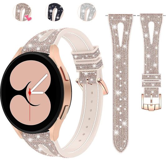 コンパチブルGalaxy Watch FE/7/6、Galaxy Watch 6 Classic、Galaxy Watch 5/4 バンド、Galaxy Watch 5 pro、Galaxy Watch 4 Classic バンド 20mmバンド キラキラ 幻の変色 かわいい