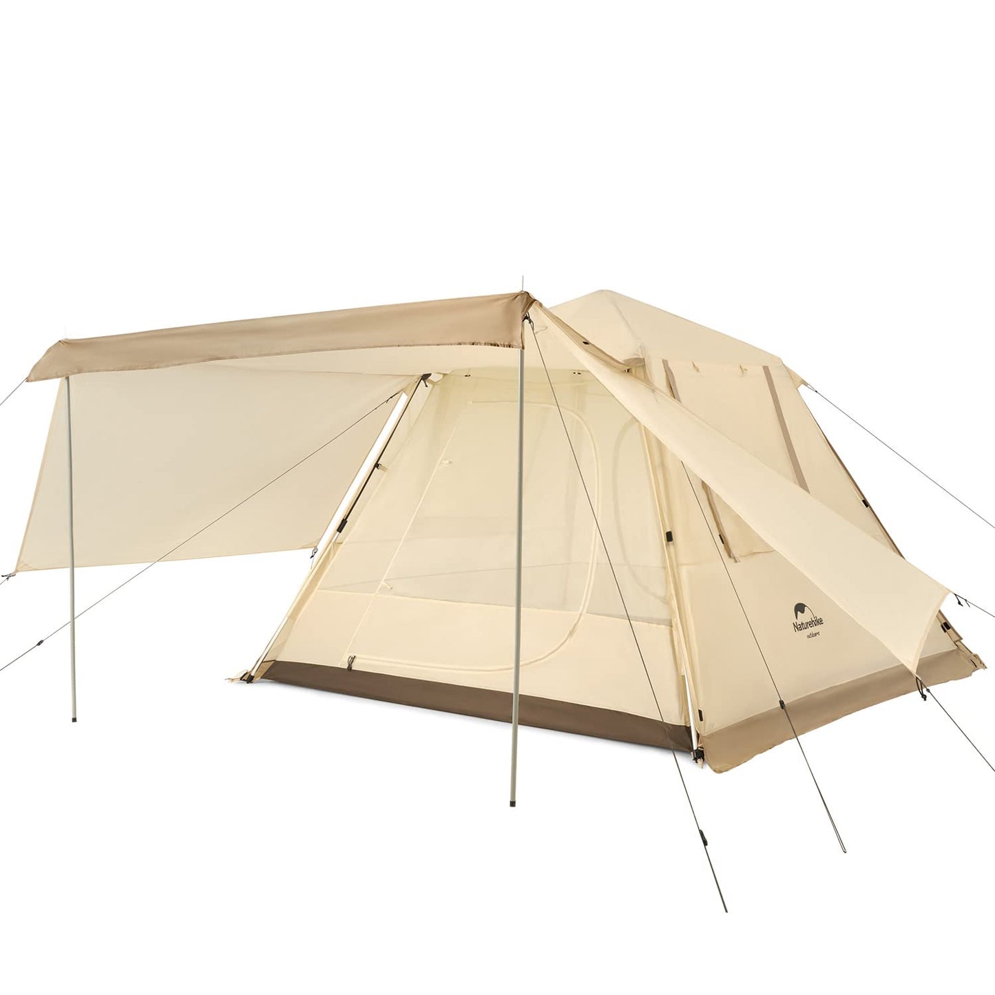 Naturehike 公式 ワンタッチ テント 大型 2～6人用 ‎ロッジ型 UPF50+ パークテント キャンプ 設営簡単 uvカット 自立式 2重層 耐水圧PU2000/3000 2つの前室 初心者向け 前室ポール付き キャンピング アウトドア ファミリー お花見 おしゃれ 収納袋付き