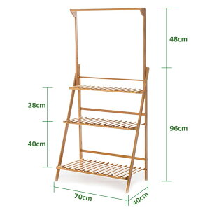 フラワースタンド 天然竹製 ガーデンラック 3段 幅70cm ハンギング 吊り下げ フラワーラック 園芸ラック 植物棚 多肉植物 棚 ベランダ 植木鉢スタンド 鉢 プランター 花台
