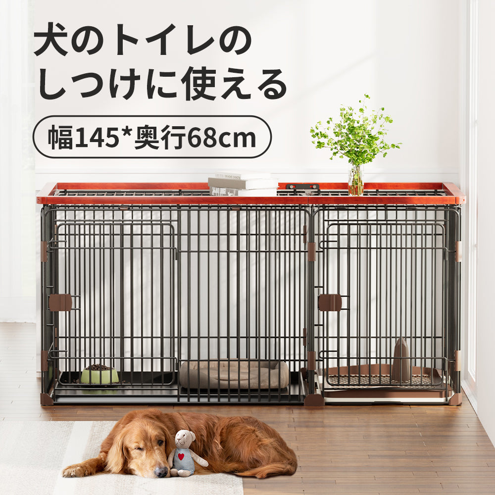 犬用ケージ 屋根付き 連接可能 小型犬 中型犬 白 黒 頑丈 トレー付き 犬ケージサークル 室内 犬小屋 木製 おしゃれ ペットケージ ウッディサークル インテリア ドッグケージ ホワイト ブラック