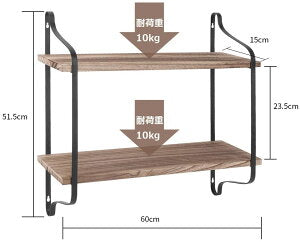 ウォールシェルフ ウォールラック 壁掛け棚 飾り棚 収納棚 天然木製 ネジ付き 2段 調理器具 生活雑貨 整理整頓 収納棚 キッチン トイレ壁棚 玄関 洗面所 壁掛けラック 取り外し可能